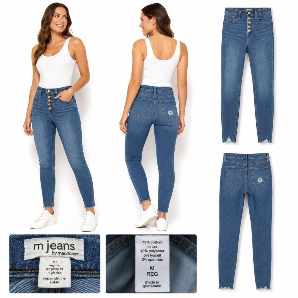 M Jeans by Maurices Medium High Rise Button Fly Skinny Ankle